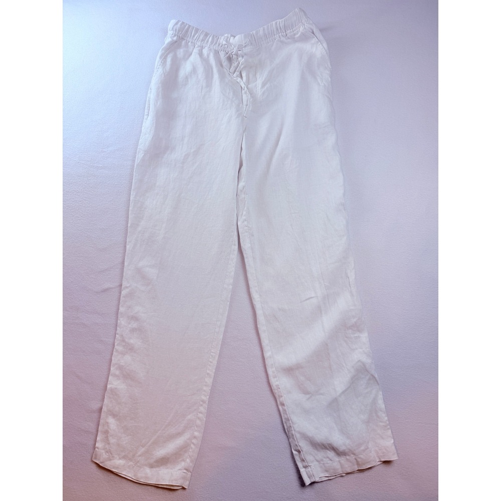 Weekendz Off Linen Pants Womens Large White Travel Coastal Grandma Beach‎ Resort